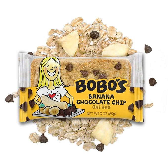 Bobo's Oatmeal Bars, Banana Chocolate Chip, Gluten Free Vegan Whole Grain Oat Bars, Pack of 12