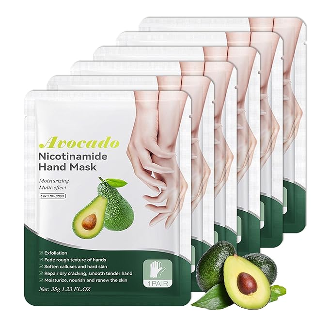 6 Pairs Hand Masks Moisturizing Gloves, Hydrating Hand Mask Moisturizer Gloves Care for Dry Cracked Hands, Smooth Long Lasting Soft Firming Hand Mask Gift Set for Men Women（K