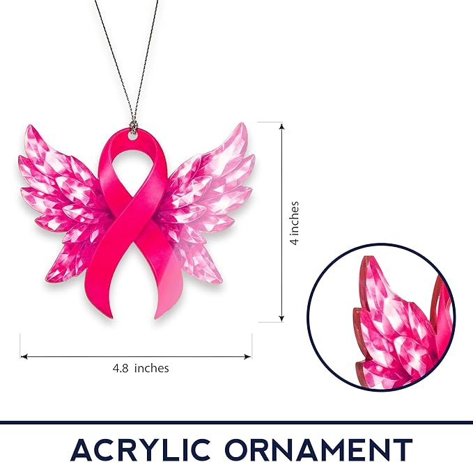 Breast Cancer Awareness Ornament – Pink Ribbon Gifts | Survivor Ornament + Memorial Keepsake – Breast Cancer Christmas Ornament 2025 – Christmas Ornament 2025