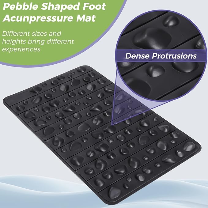 Foot Acupressure Mat, Foldable Foot Massager Mat, Feet Pressure Point Pad, Massage Pad for Relieve Leg Fatigue in Offices, Room, Outdoor(Black)