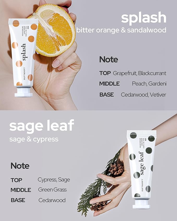 DUFT&DOFT Niche Perfume Hand Cream Miniature Gift Set - 4 Fragrances Hand Moisturizer - Long Lasting Fragrance Non Greasy Moisturizing Scented Hand Cream. 0.3oz Pack of 4