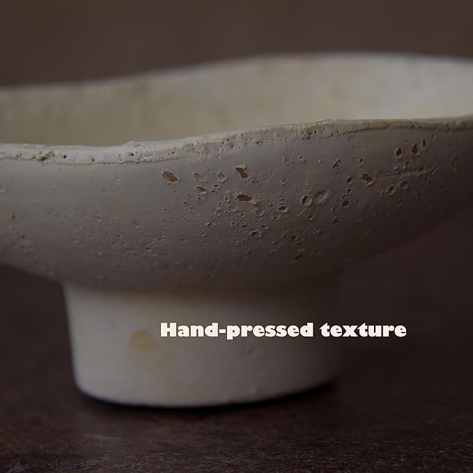 Handmade Rustic Terracotta Incense Holder, Wabi‑sabi Ceramic Palo Santo& Sage Sticks Bowl, Minimalist & Retro Blow, A Spiritual Decor for Yoga&Meditation (Off-White)