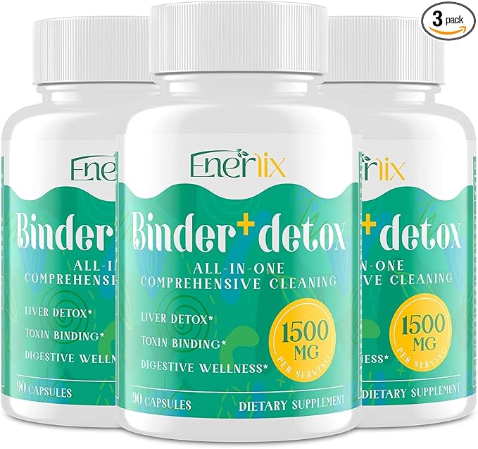 15-in-1 Detox Binder, Activated Charcoal, Zeolite & Bentonite Clay, Chlorella, 1500 MG Detox Supplement Maximum Absorbent, Liver Gut Digestive Detox Cleanse, 270 Vegan Capsules