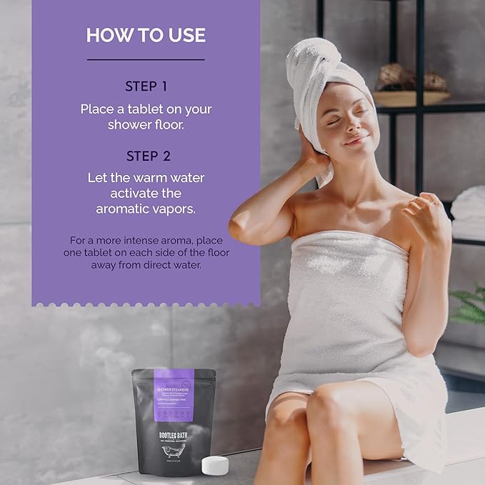 Shower Steamers Aromatherapy Lavender 8 Pack, 100% Pure Essential Oil, All Natural, for Men and Women, Made in USA
