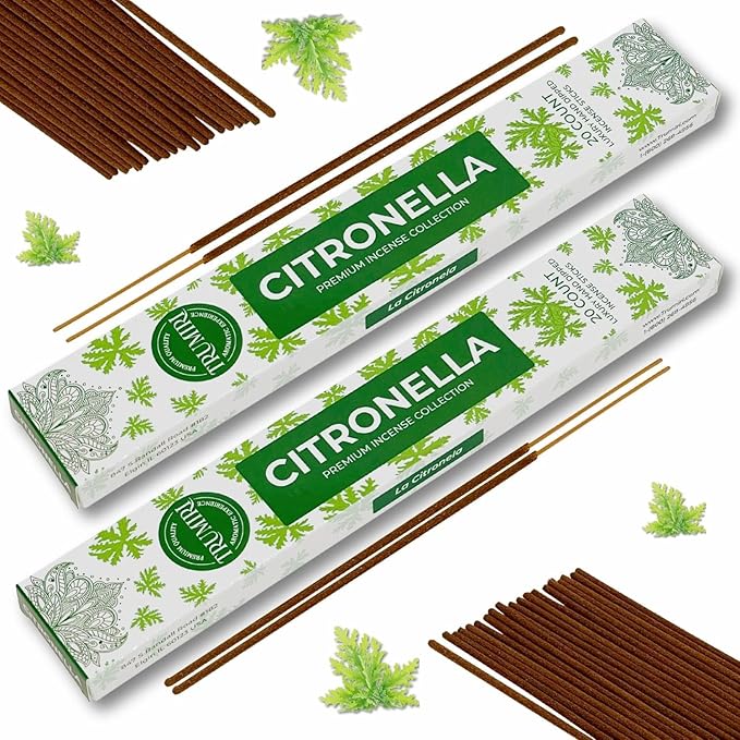 Citronella Incense Sticks for Outdoor Camping - Total 120 Insence-Sticks - 6 Packs of 20 Insense - Inciensos - Inscents - Natural Non Toxic Ingredients - Incents - Incence - Inscense
