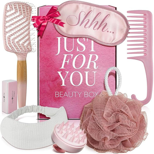 Lily England Self-Care Beauty Gift Set for Women - 7-Piece Luxury Spa Gifts for Moms, Sisters & Girls - Relaxing Womens Present Idea