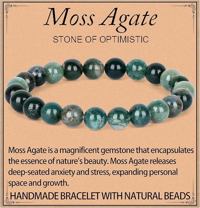 LPBeads Handmade Natural Gemstone Stretch Elastic Bracelet Healing Crystal Round Stone Beads Jewelry Gifts for Women Men