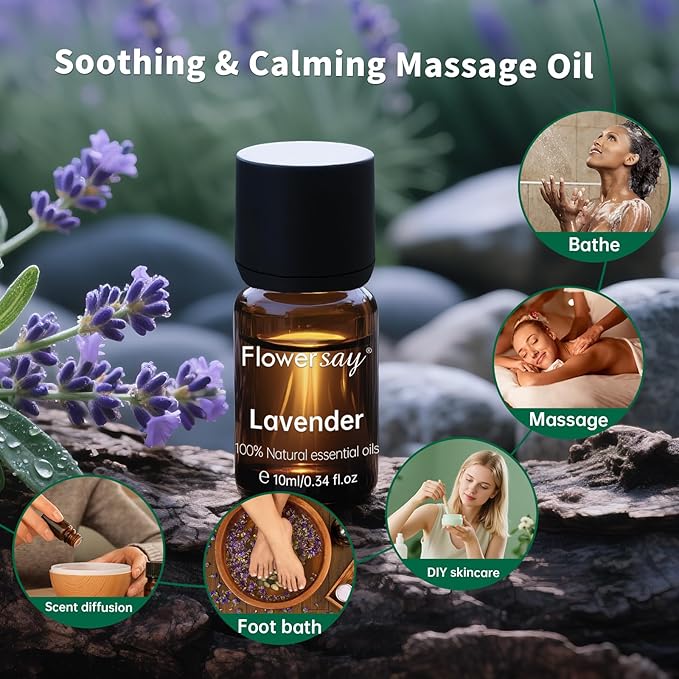 Organic Lavender Essential Oil – Calming Floral Scent, 100% Pure Natural Aromatherapy Oil for Diffuser, Skin, Hair, Sleep & Candle Making – 10ml (0.34 Fl Oz)