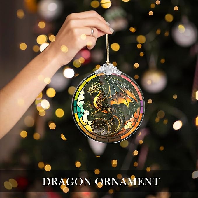 Dragon Ornament, Dragon Christmas Ornaments – Fantasy Dragons Ornament for Christmas Tree or Home Decor – White Elephant Gifts for Adults, Dragons Gifts