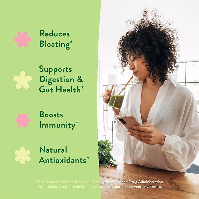 360 Nutrition Blends with Benefits Super Greens Powder w/Probiotics, Digestive Enzymes, Sugar & Gluten Free, Plant Based Superfood Drink Mix for Gut Health, Bloating, Immunity, Overall Health, 6.35 oz