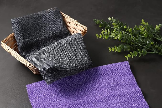 Extra Rough, Exfoliating Washcloth [Made in Japan] Exfoliating Towel Special Texture Makes Fluffy Foam Lather, Back Scrubber, Dead Skin Cell Remover [Loofah for Women and Men] (Purple)