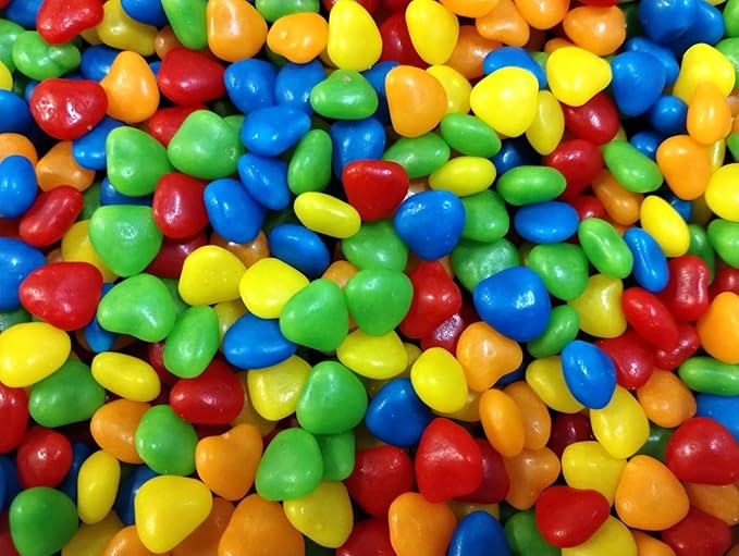 Assorted Fruit Flavored Mini Heart Candy - 2 lbs of Fresh Red Yellow Blue Green Orange Crunchy Bite Size Sweet Hard Candy
