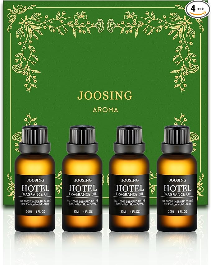 Hotel Diffuser Oils Gift Set, Joosing Hotel Scent Essential Oils 4 x 30ml Large Bottles (4 Fl Oz Total), Premium Fragrance Oil No. 10007 The Ritz Carlton for Aromatherapy Diffusers and Humidifiers