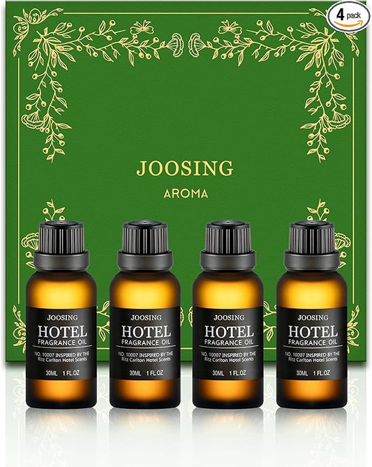 Hotel Diffuser Oils Gift Set, Joosing Hotel Scent Essential Oils 4 x 30ml Large Bottles (4 Fl Oz Total), Premium Fragrance Oil No. 10007 The Ritz Carlton for Aromatherapy Diffusers and Humidifiers
