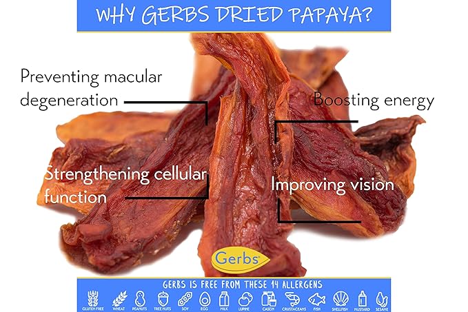 Gerbs Lightly Sweetened Dried Papaya Cubes 4 lbs. | Unsulfured, No Additives, Resealable Bag | Naturally Sweet & Chewy | Top 14 Allergen-Free