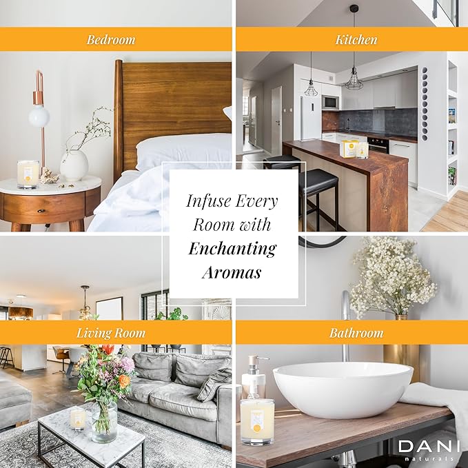 DANI Naturals Soy Candle - Grapefruit Ginger Scented, 100% Pure Soy Wax, Kosher, Non-Toxic, Long-Lasting Burn - 7.5 oz