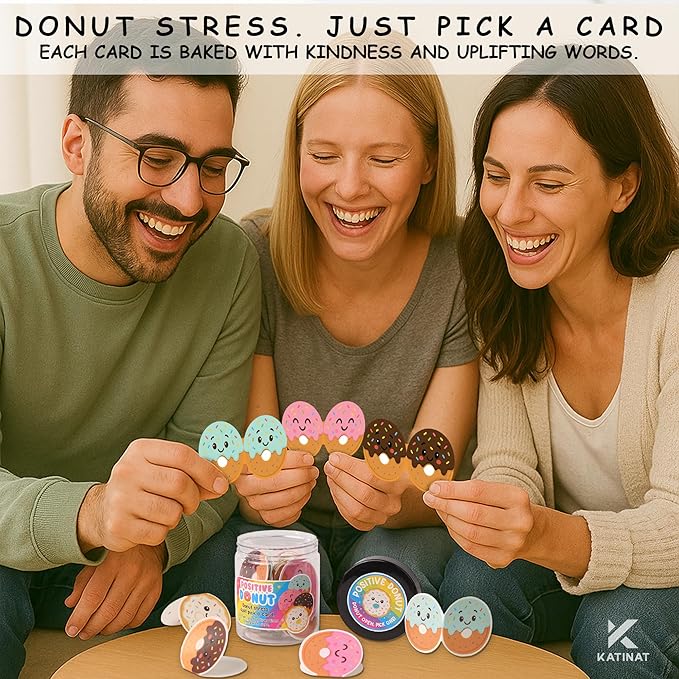 Positive Donut Jar, Emotional Inspirational Support 60 Affirmation Cards, Stocking Stuffers for Teen Girls, Birthday Gifts for Teenage Girls, Teen Girl Gifts Trendy Stuff