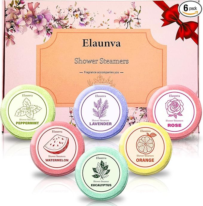 Shower Steamers,30g*6 PCS,Aromatherapy,Fragrance,with Lavender/Peppermint/Orange/Eucalyptus/Rose/Watermelon Scent,Gifts for Friends/Mom/Mother/Wife/Girlfriend/Her/Him,Home Spa (PINK-6SET)