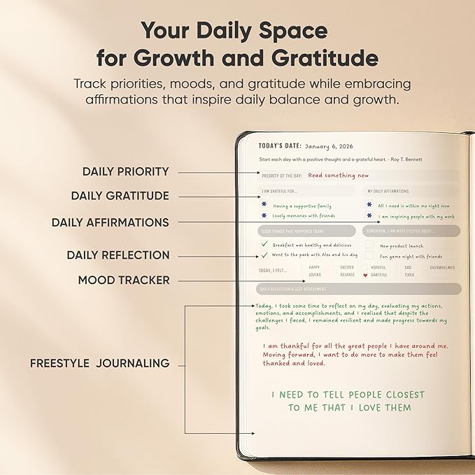Best Daily Journal for Men & Women - Gratitude, Manifestation & Guided Journal with Prompts for Personal Growth by PRODUCTIVITY STORE (A5, Black)