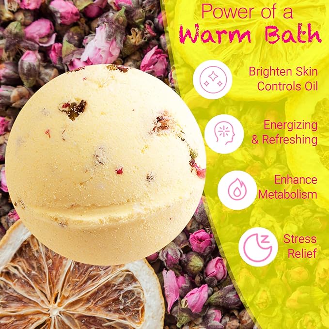 Bath Bombs for Women Spa Gift Set with Lemon Oils Sea Salt Relaxing Birthday Gift for Her Bubble Bath Skincare