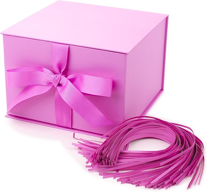 Hallmark Medium Gift Box with Lid and Shredded Paper Fill (Light Pink 7 inch Box) for Anniversaries, Bridal Showers, Bachelorette, Bridesmaids Gifts, Valentine's Day, All Occasion