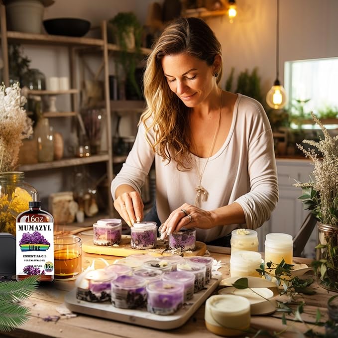 Lilac Essential Oil, Lilac Oil 16 Fl Oz 480ML for Diffuser Humidifier Yoga Cleaning DIY Candle Soap Making Essential Oils