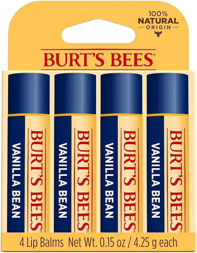 Burt's Bees 100% Natural Moisturizing Lip Balm, Vanilla Bean - 4 Tubes