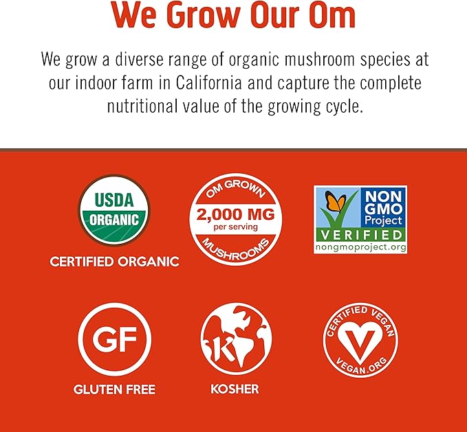 OM MUSHROOM SUPERFOOD Morning Energy Blend Mushroom Powder Drink, 8.47 Ounce Canister, Coffee Free Energy Drink with Cordyceps, Vitamin D2, Agaricus Bisporus, Lion's Mane, Rhodiola, and Turkey Tail