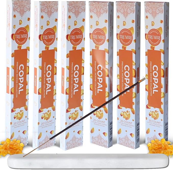 Copal Incense Sticks - Total 120 Insence-Sticks - 6 Packs of 20 Insense - Inciensos - Inscents - Natural Non Toxic Ingredients - Incents - Incence - Inscense - Insents