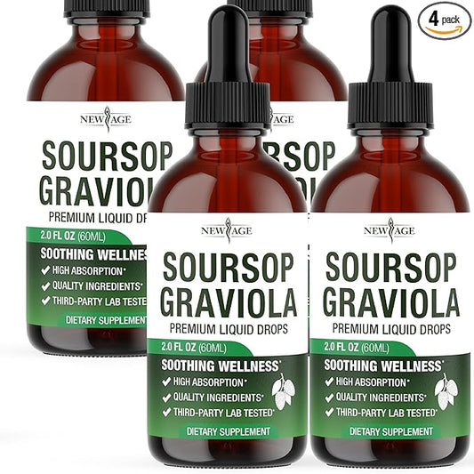 NEW AGE Soursop Drops - Soursop Bitters Liquid with Soursop Fruit and Leaves, Elderberry, Vitamin C and Olive Leaf - Multimineral & Vitamins Superfood - 8 oz