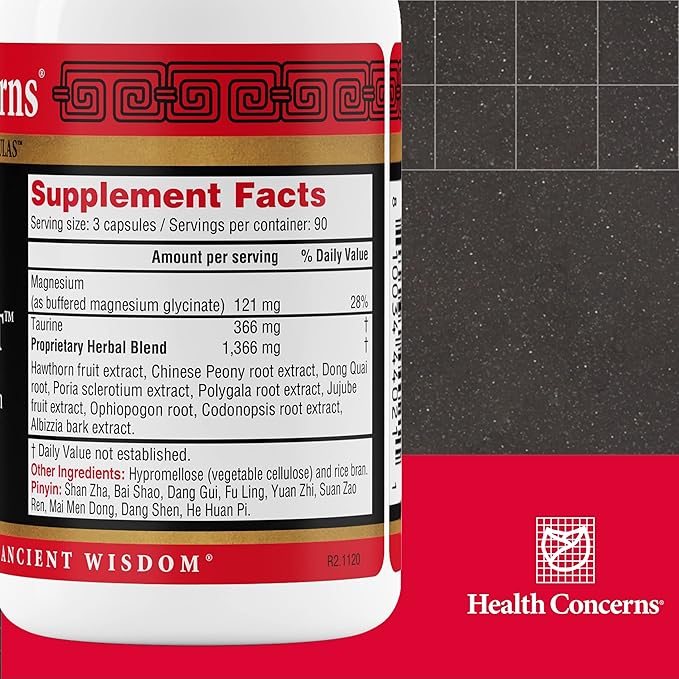 Health Concerns Calm Spirit - Stress Relief Supplement with Chinese Herbal Blend - Supports Calm Mood, & Emotional Wellness - Magnesium Glycinate & Hawthorn Extract - 270 Capsules