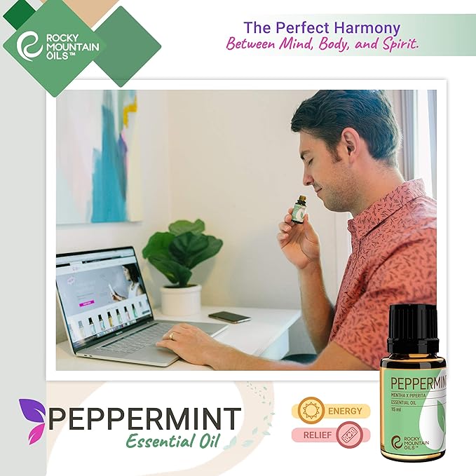Rocky Mountain Oils Peppermint Essential Oil - Natural Aromatherapy Essential Oils for Diffusers, Topical, and Home - 15ml