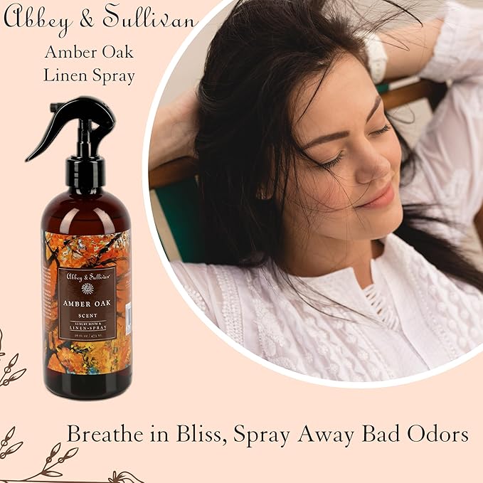 Abbey & Sullivan Odor Eliminating and Refreshing Linen and Room Spray, Amber Oak, 16 oz.