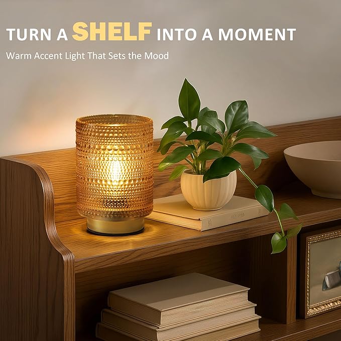Battery Operated Decorative Lamp with Timer for Bookshelf/Bedside/Coffee Table Decor,Small Cordless Table Lamps with LED Warm Bulb for Dorm/Office/Patio/Entryway/Mantle/Home Decor(Golden)