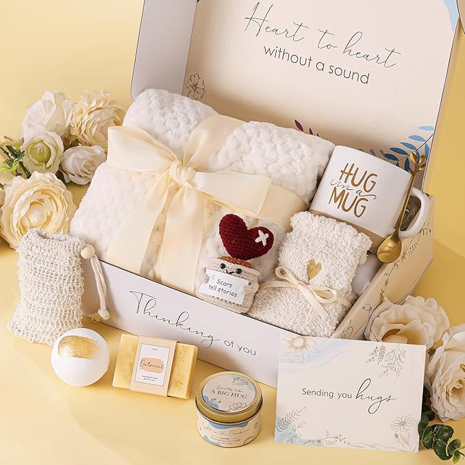 Get Well Gifts for Women Care Package Feel Better Gifts Baskets After Surgery Cancer Patients Miscarriage for Sick Friend Chemo Encouraging Pamper Comfort Wellness Hug Box For Her Self Care With Mug