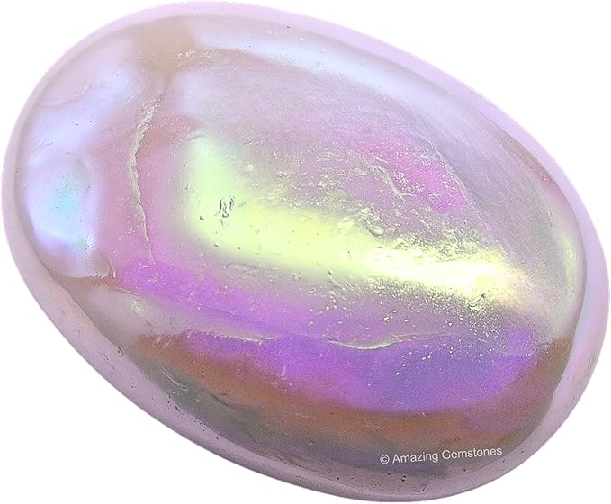 Amazing Gemstone Angel Aura Quartz Crystals and Healing Stones - Large Palm Stone Crystals Piedra - Crystal for Good Luck, Positive Energy, Meditation - Unique Stocking Stuffers, Gifts for Women, Men