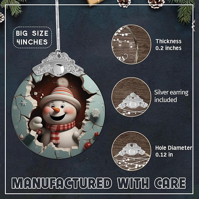 2025 Christmas Ornament, Christmas Tree 4 Inch Acrylic Ornament Art, Christmas Ornaments, Christmas Tree Ornaments, Gag Gifts Funny Adult, Christmas Decorations (Cute Snowman)