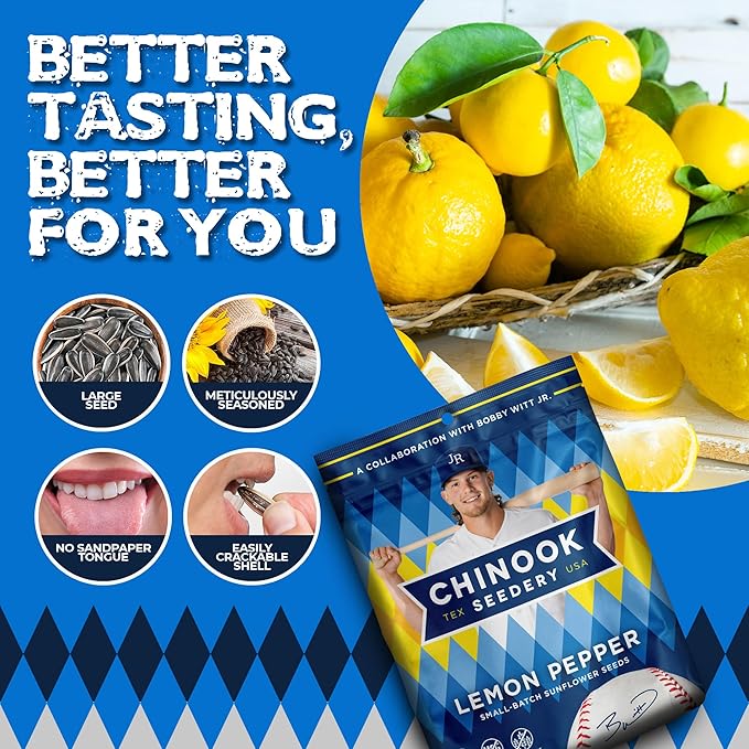 Chinook Seedery Roasted Jumbo Sunflower Seeds - Keto Snack - Best For Snack Packs - Gluten Free, Non-GMO Sunflower Seeds Snacks - Flavored 4 oz (Pack of 3) - Lemon Pepper Flavor