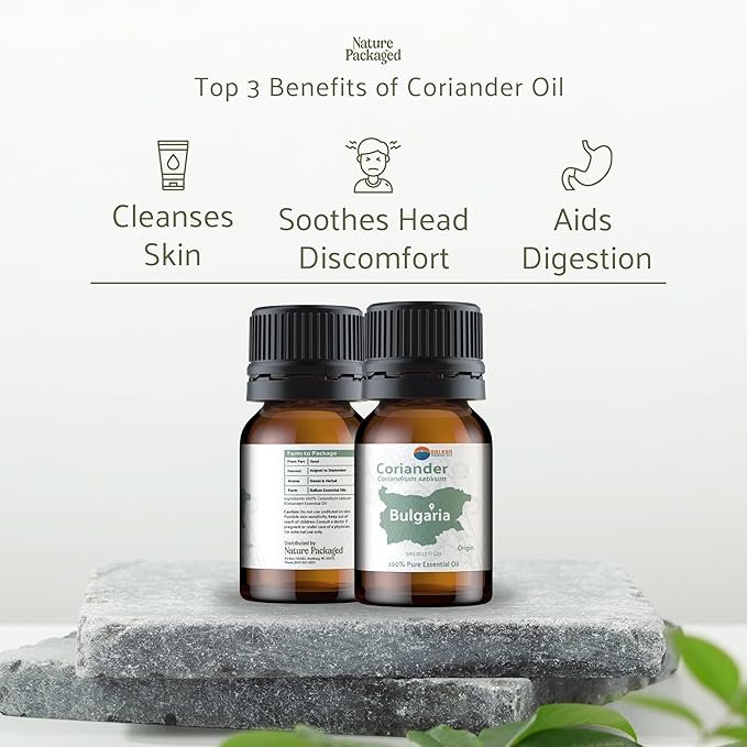 Coriander Essential Oil - Direct from Bulgarian Balkan Mountains - Steam Distilled - Aceite Cilantro for Aromatherapy, Massage, Diffuser, DIY Candle and Soap Making - 5ml