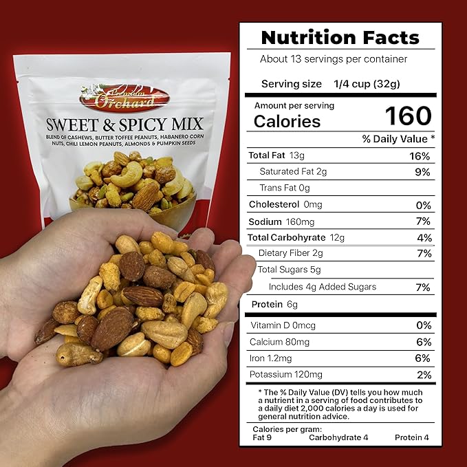 MIXED NUTS Sweet & Spicy Nut Mix - Salted Cashews Butter Toffee Peanuts Habanero Corn Nuts Chili Lemon Peanuts Almonds Dry Roasted Pumpkin Seeds Savory Snacks Packed Fresh Healthy Protein Snack Kosher