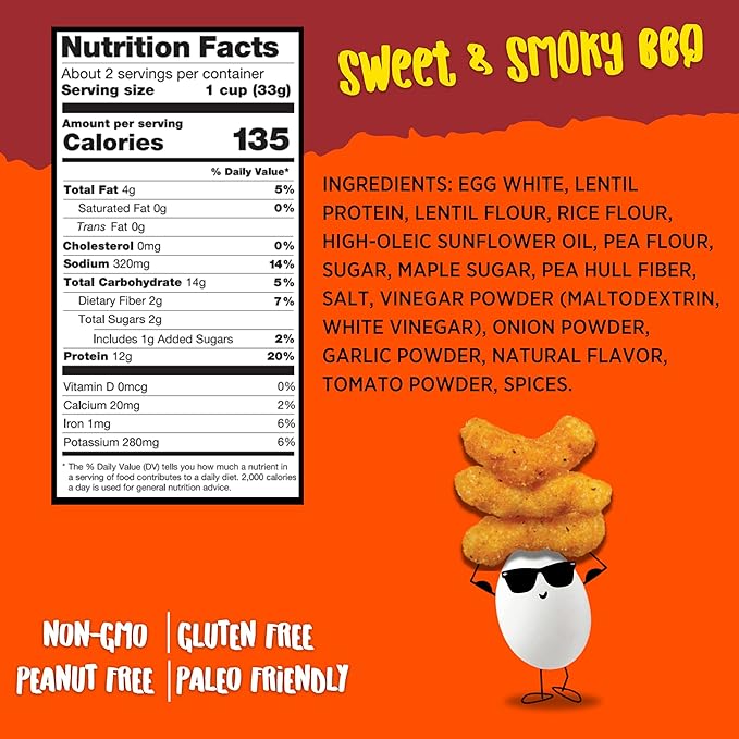 Todd's Better Snacks Egg-Cellent Protein Puffs, Sweet & Smoky BBQ – 12g Protein, Gluten-Free, Paleo-Friendly, Baked, GLP-1 Compliant – Healthy Snack, Made with Egg Whites – 2.5 Oz (Pack of 4)