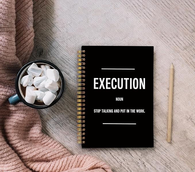 Execution Definition Motivational Notebook Journal, Inspirational Office Gifts for Coworkers Women Men, Inspiring Work Spiral Notebooks 5.5x8.3 Inch