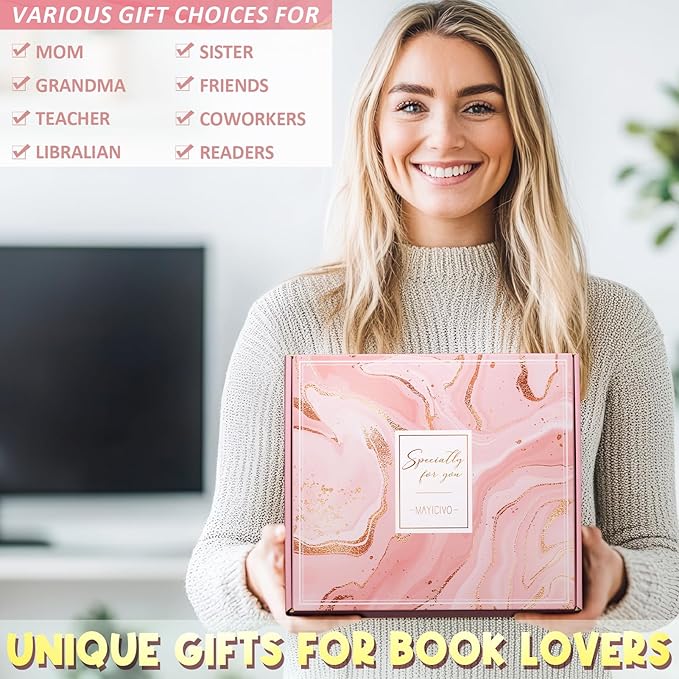 Book Lovers Gifts for Women Bookish Gifts, Reading Gifts for Readers Book Club Gifts Book Themed Gifts, Christmas Birthday Gifts for Book Lovers Women Friends Bookworms Librarian Teacher with Tote Bag