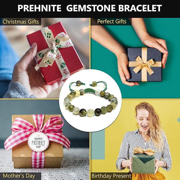 Energy Protection Crystal Handmade Adjustable Bead Bracelet Perfect for Men, Women’s Gift - Gemstone Healing Stretch Bracelet Pulsera Para Hombre Mujer Stocking Stuffer