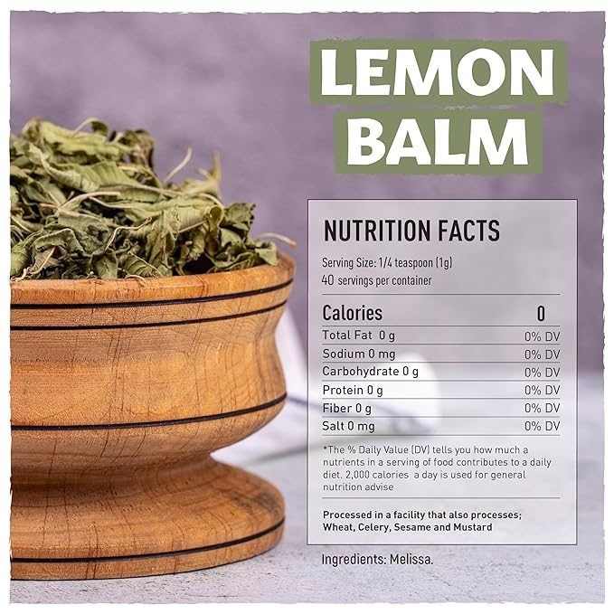 Eastanbul Lemon Balm Leaf, 1.4oz Lemon Balm Tea Loose Leaf & Pure, Melissa Tea, Te De Toronjil Morado, Dried Herb, Natural, No Caffeine, Natural, Vegan, Non GMO