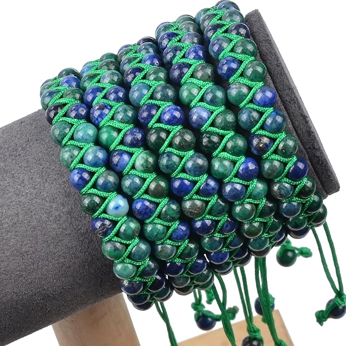 MASSIVE BEADS Double Layer Natural Chakra Healing Power Crystals Macrame Bracelet Yoga Stone Beads Gemstone Meditation Relax Anxiety Bangle for Unisex Women Men