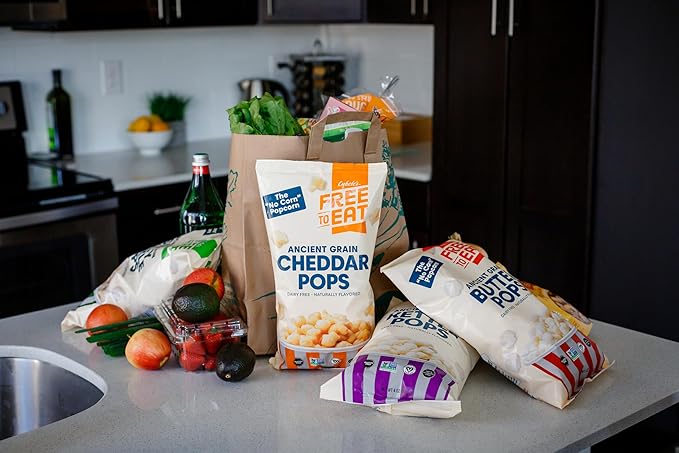 Cybele's Free-to-Eat Ancient Grain Pops - Healthy Snacks, All Natural, Gluten-Free, Vegan, No Preservatives or Additives (Cheddar Pops 4oz, Pack of 6)