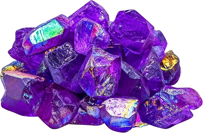 Amazing Gemstone 2 Pieces Amethyst Aura Quartz Raw Crystals and Healing Stones, Natural Rocks for Meditation and DIY Raw Stones and Crystals