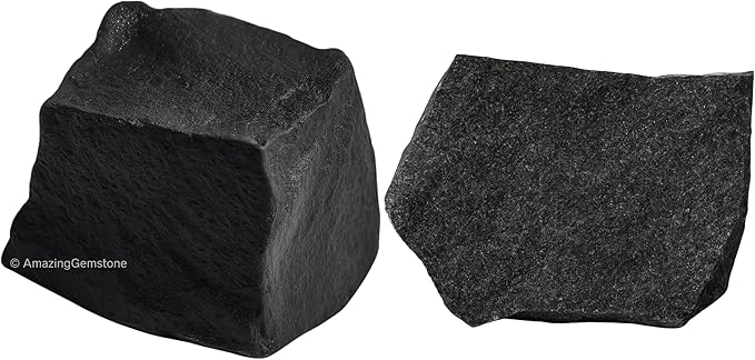 Amazing Gemstone Black Agate Raw Crystals and Healing Stones, Natural Rocks for Tumbling - DIY Raw Stones and Crystals, 2 Pieces