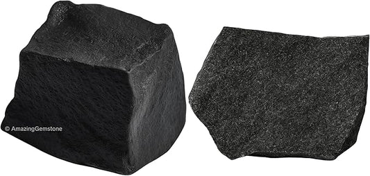 Amazing Gemstone Black Agate Raw Crystals and Healing Stones, Natural Rocks for Tumbling - DIY Raw Stones and Crystals, 2 Pieces